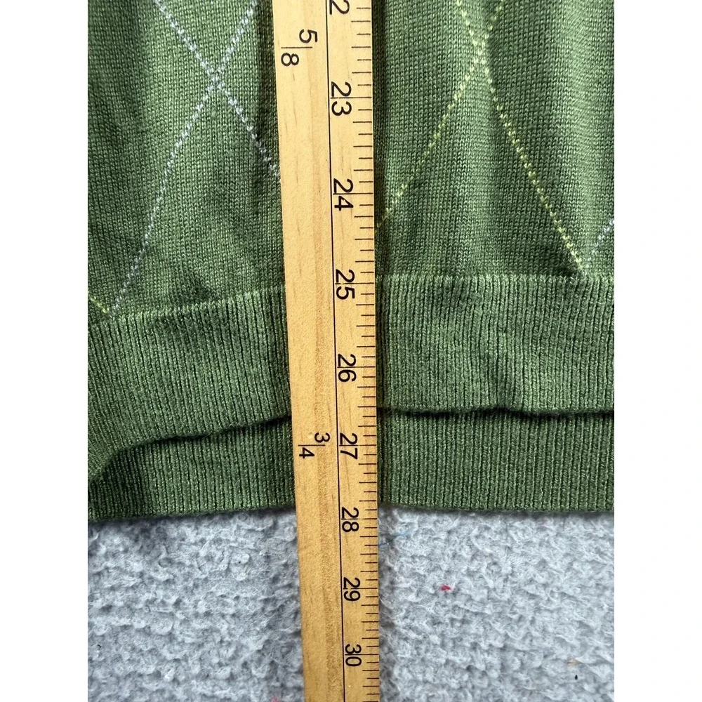 BANANA REPUBLIC Green SILK CASHMERE Blend Diamond Argyle Sweater Vest Mens L